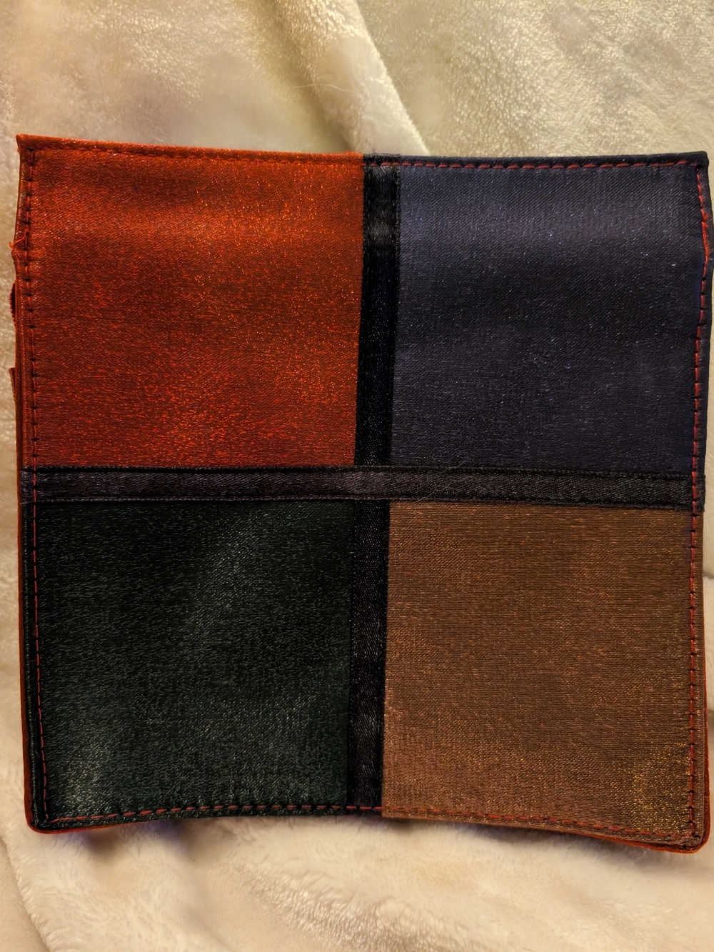 Vintage YSL Parfums Colorblock Satin Cosmetic Pouch Clutch Y2K Archival Fashion
